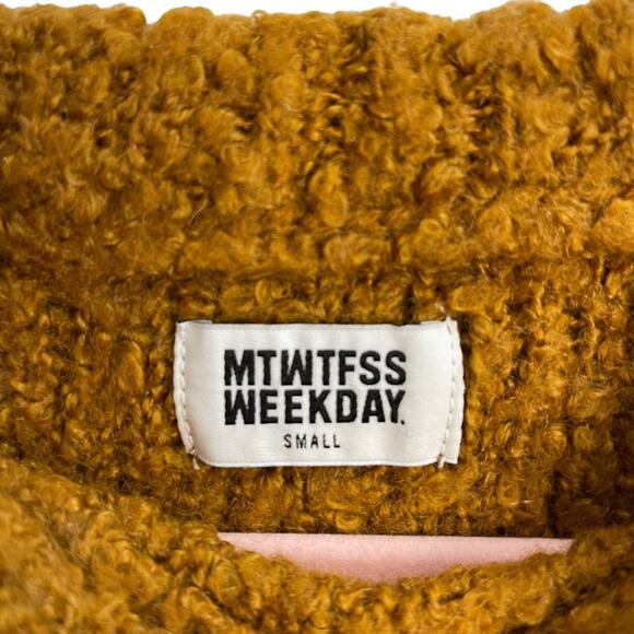 MTWTFSS Weekday Mustard Yellow Wool Mohair Blend Sweater - Picture 3 of 4